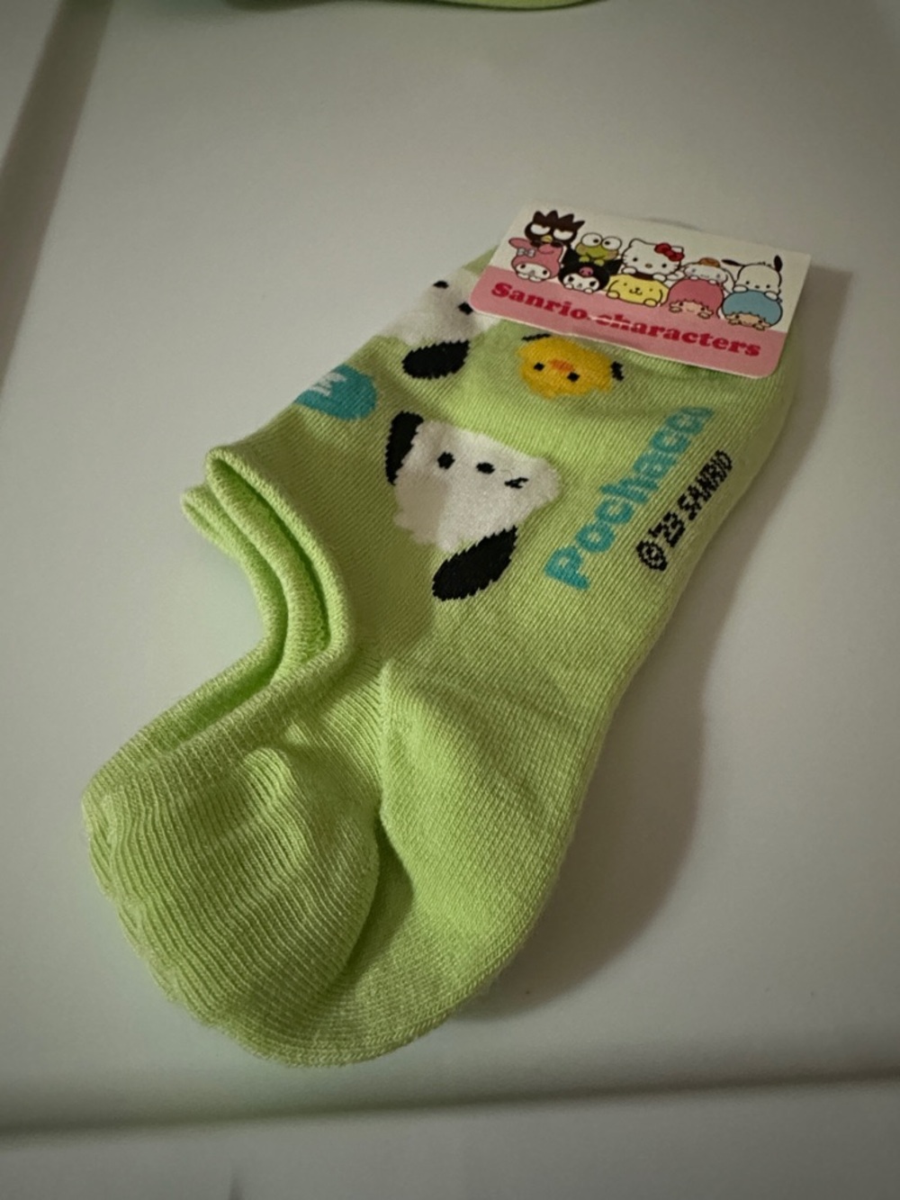 Sanrio Pochacco Lime Green sock size 5-8 women